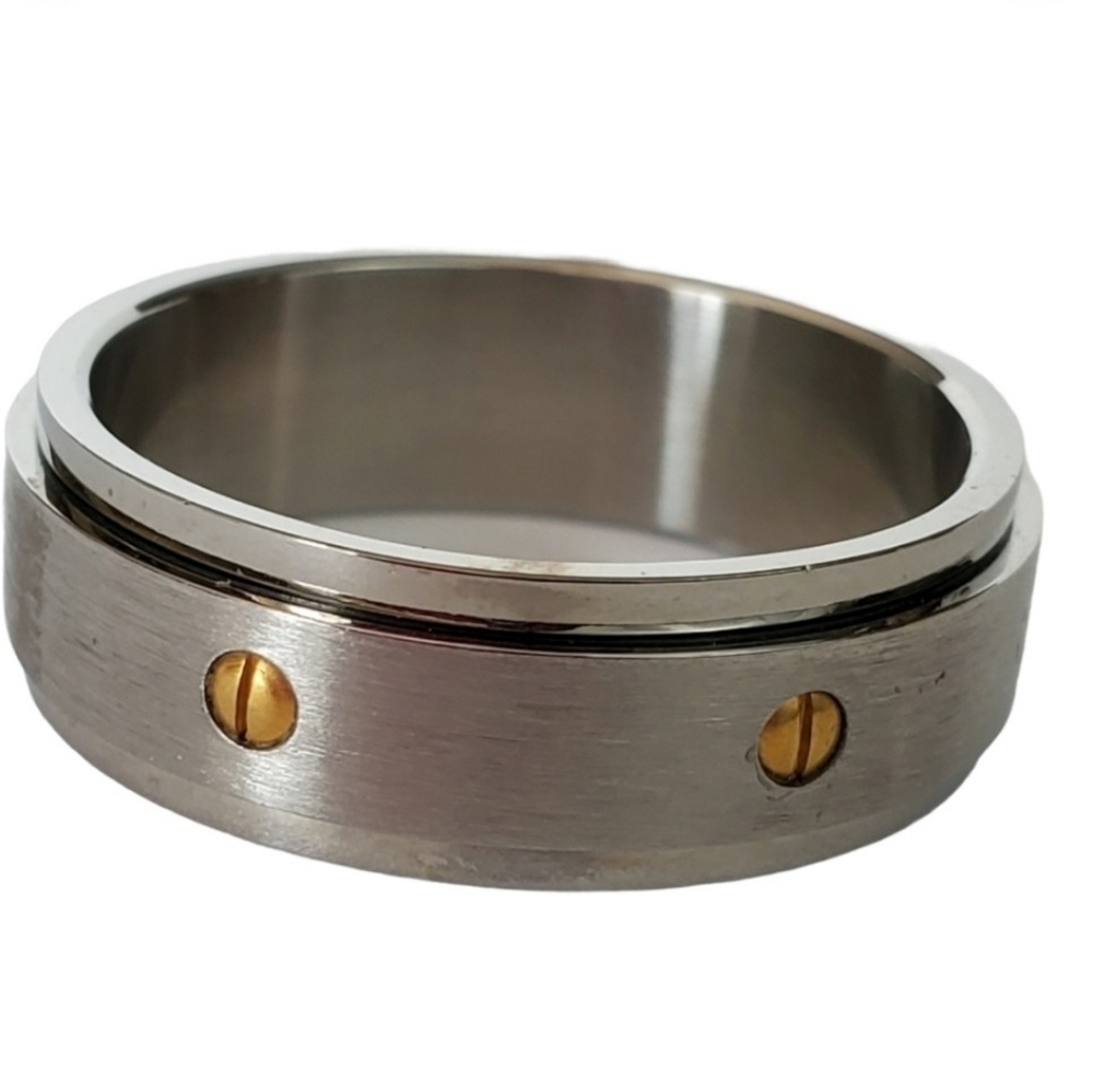 Industrial Stainless Steel rotating Band Ring 7.5 10 12 13 silver  *